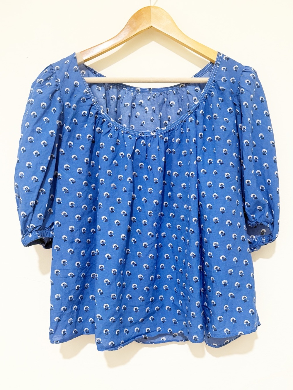 Madewell Blue Floral Scoop-Neck Blouse